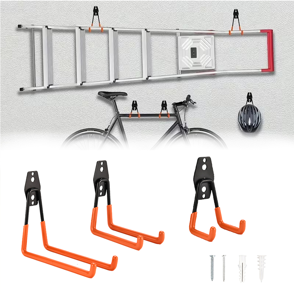 Gardening Tools Holder - 頑丈な壁掛けメタルフック ガレージオーガナイザー 自転車/はしごハンガー 滑り止め収納フック ガーデンツール/ホームワークショップ用