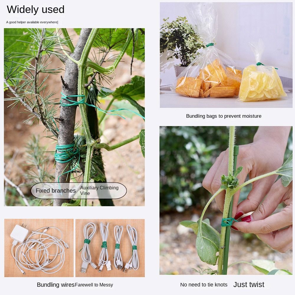 Garden Wire Twist Tie - 20/50/100m ガーデンケーブルタイ 植物クライミングライン 花植物サポートストラップ タイ 植物バンドル
