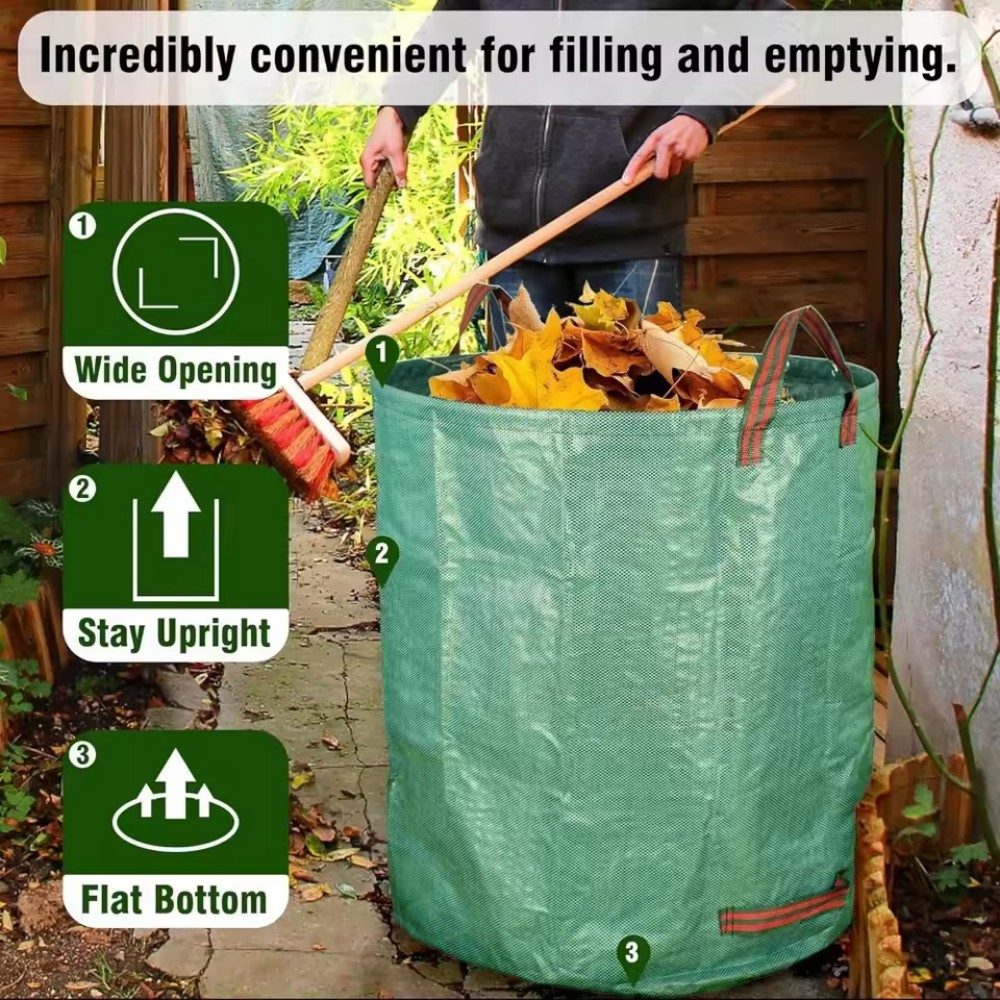 Gardening Tools Types - 立ち作業用ガーデニングリーフバッグ、破れにくい、厚手の落ち葉収集バッグ、園芸工具、折りたたみ式で持ち運びが簡単