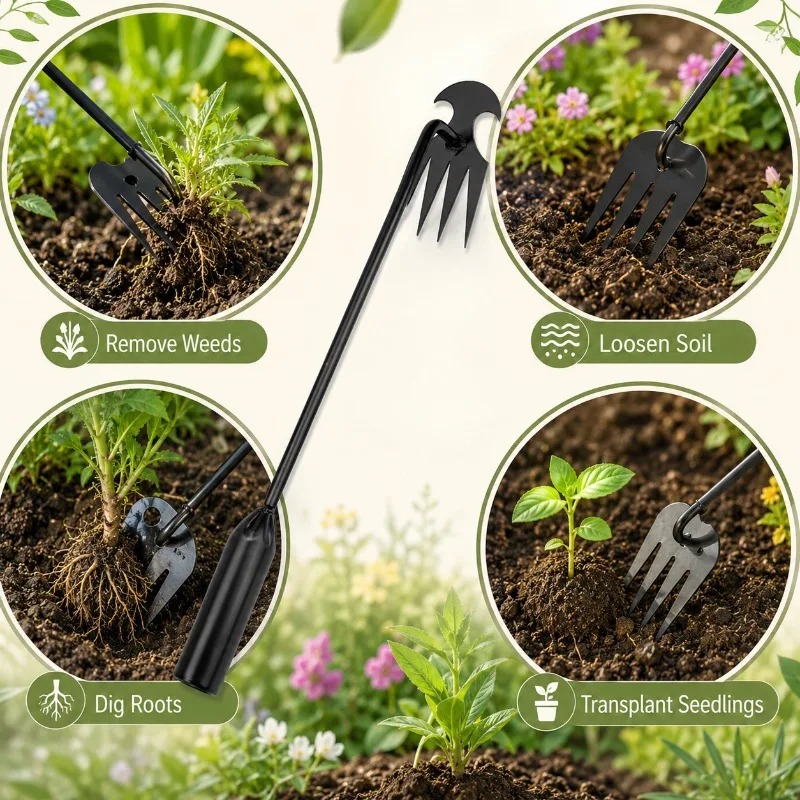 2in1ガーデンレーキ手動種子草根除去ツールプーラーシャベル - Gardening Tools To Remove Weeds のレビューと価格