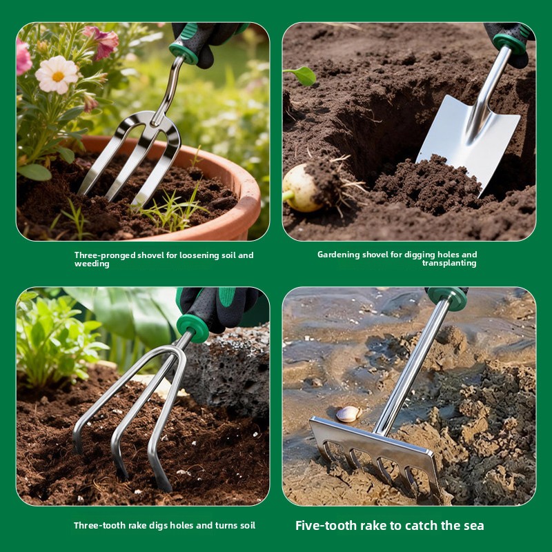 5個入りステンレス鋼製園芸用手鍬セット、頑丈な掘削・植栽ツー - Spade Digging Fork のレビューと価格