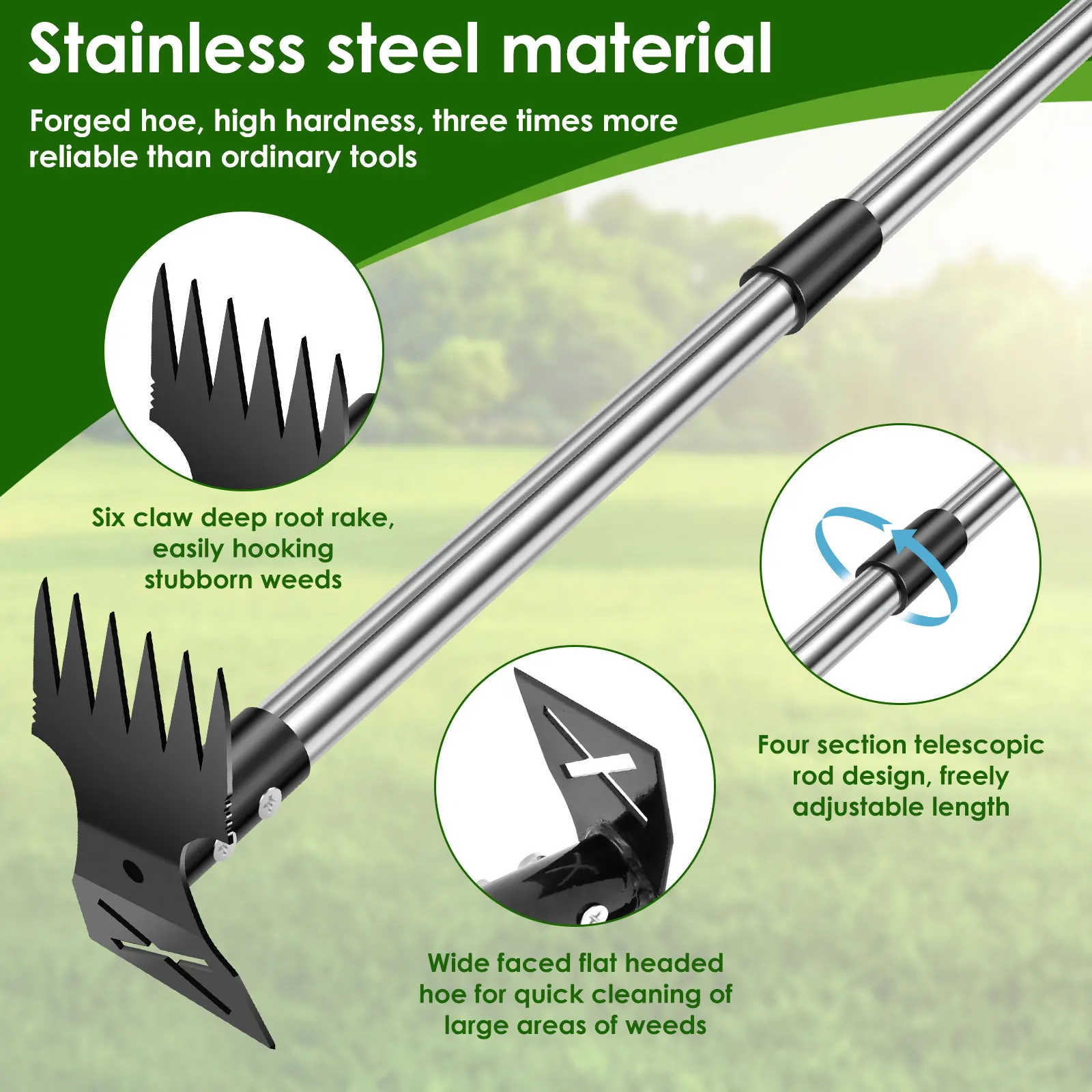 ガーデン用茅葺きレーキ ステンレス製 ガーデン除草ツール 死 - Gardening Tools To Remove Weeds のレビューと価格