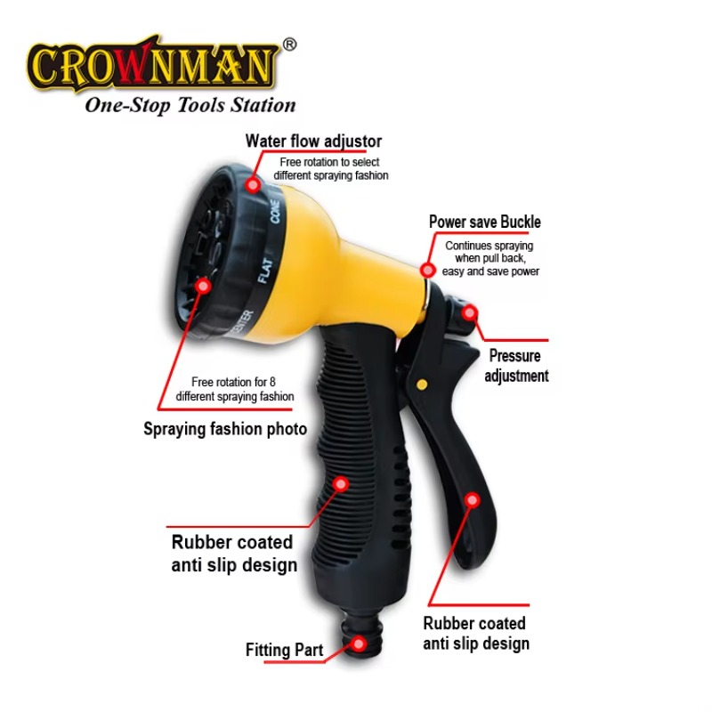 高品質8パターンガーデンウォーターホースノズルガン、調整可能 - Gardening Tools Water のレビューと価格