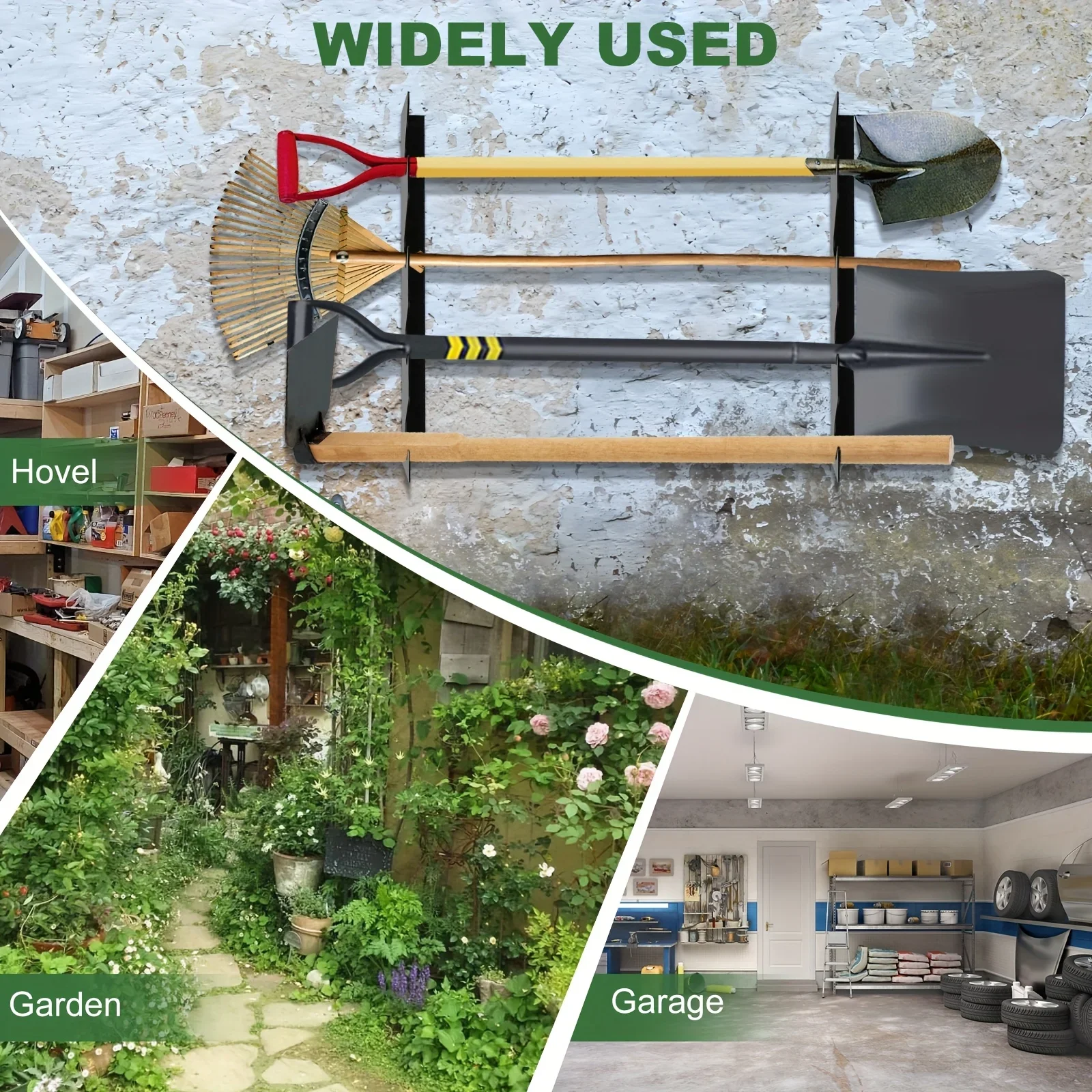 頑丈な金属製ガーデンツールホルダー、シャベルと熊手の収納付き - Gardening Tools Holder のレビューと価格
