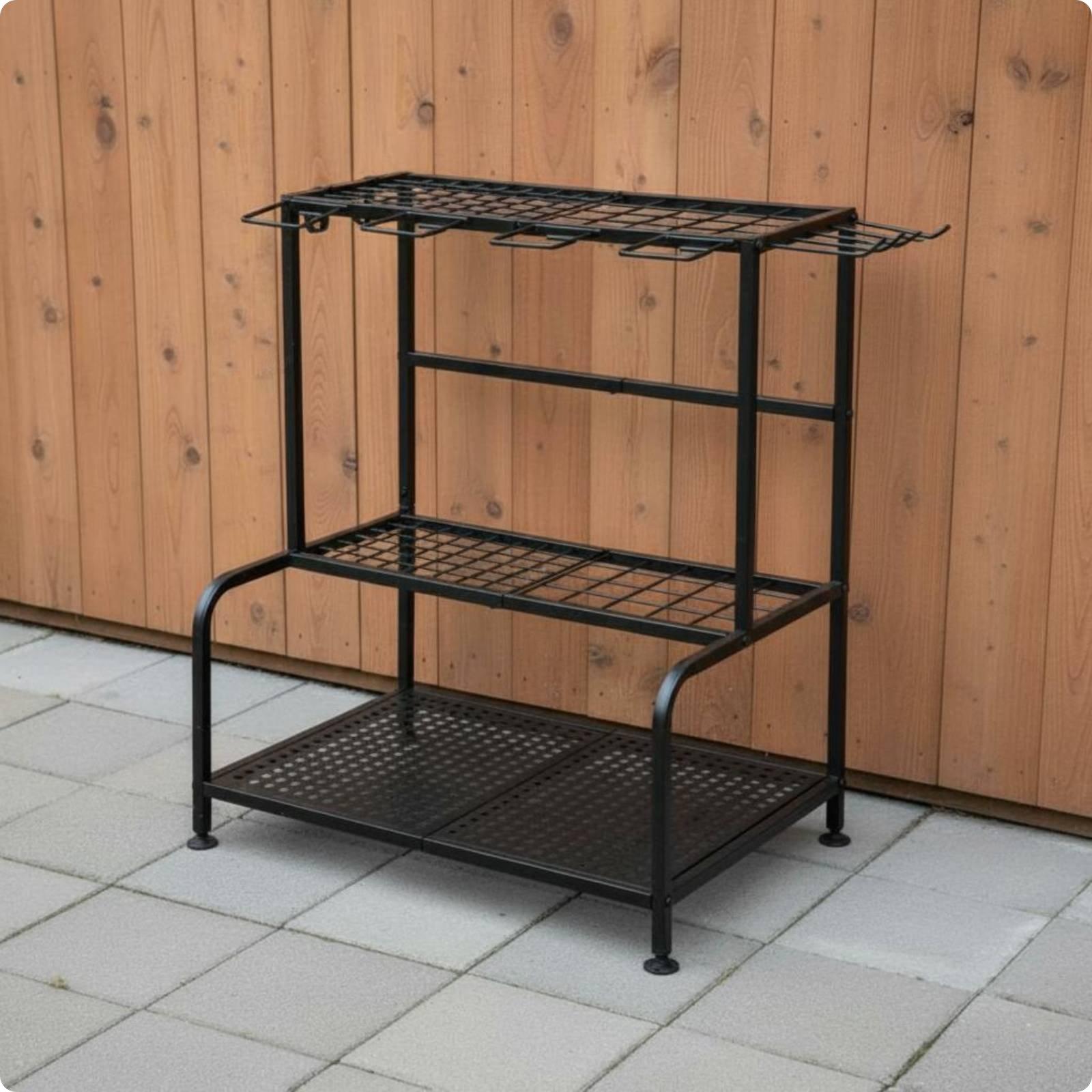 金属製ガーデンツールラック、調節可能な脚付き、転倒防止設計、 - Gardening Tools Holder のレビューと価格