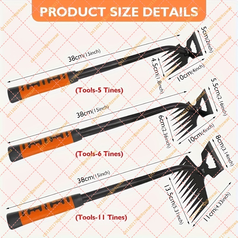 2 in 1 カーボンスチール製ガーデン除草レーキ 手動土壌 - Gardening Tools To Remove Weeds のレビューと価格
