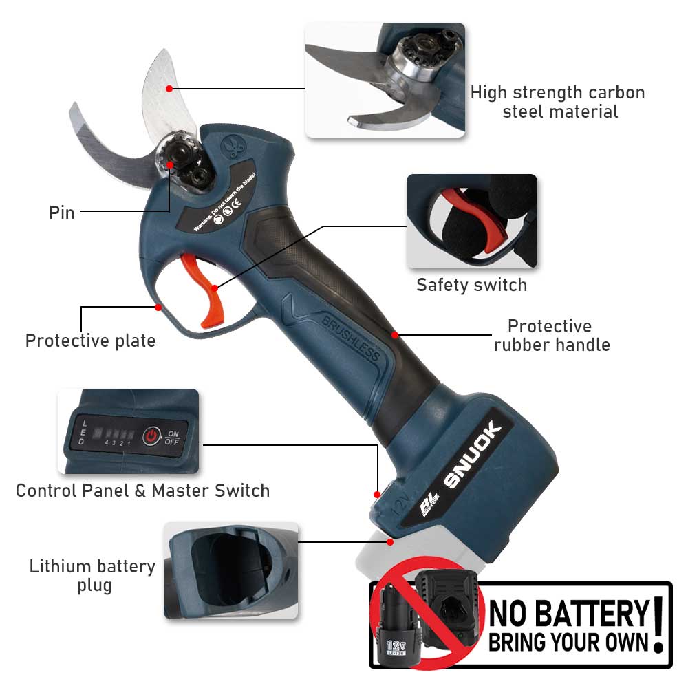 SNUOK 12V ブラシレス電動剪定鋏 DIY 屋外庭園盆 - Gardening Tools Scissors のレビューと価格