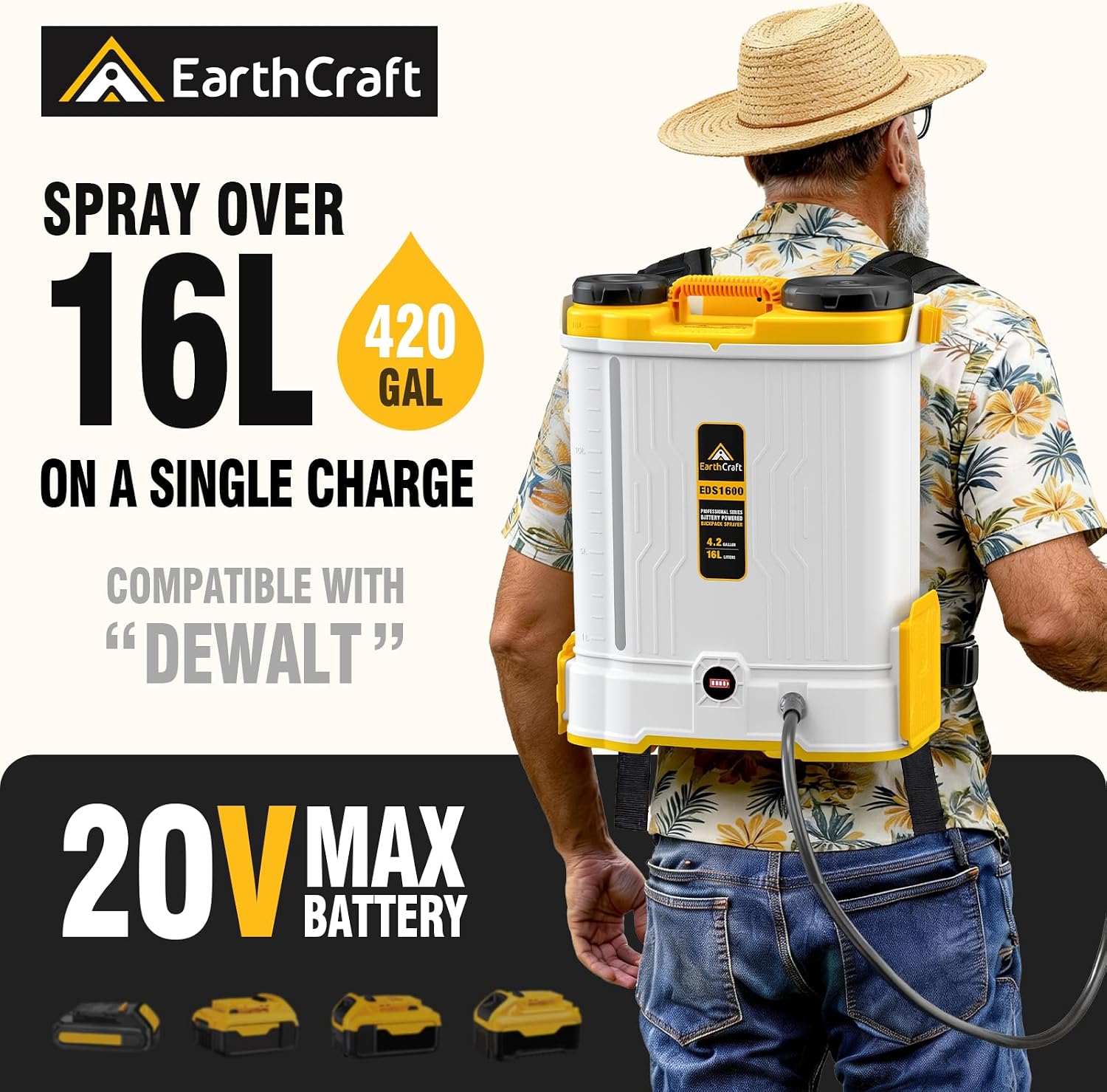 4.2ガロンバッテリー駆動のバックパックスプレーヤー、DeW - Gardening Yard Tools のレビューと価格