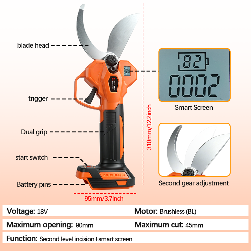 電動女神ブラシレス45mm電動剪定鋏コードレス果樹盆栽電動は - Gardening Tools Scissors のレビューと価格