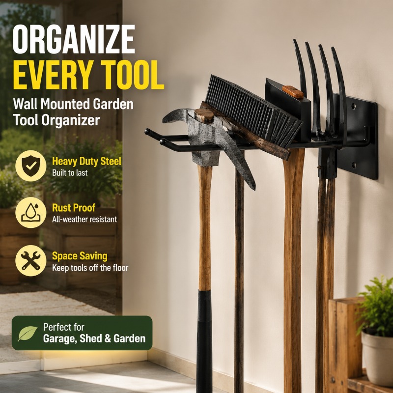 厚みのある壁掛け式ガーデンツール収納ラック、シャベル・スペー - Gardening Tools Holder のレビューと価格